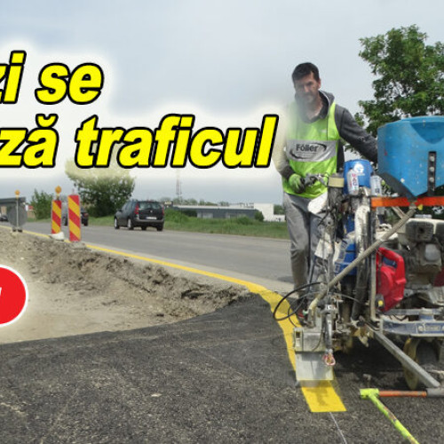 Lucrări de marcaj pe șantierul nodului Buzău Est