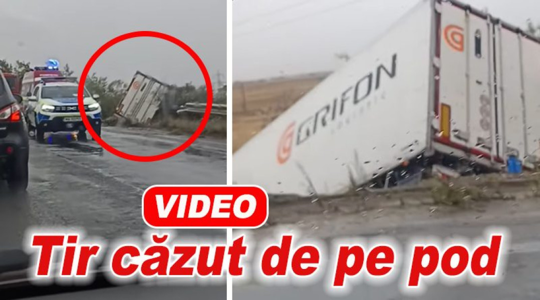 Tirul care a căzut de pe pasarela Nehoiu a blocat circulația spre Buzău