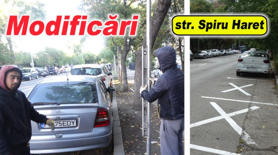 Se montează indicatoare pentru parcare cu plată pe strada Spiru Haret
